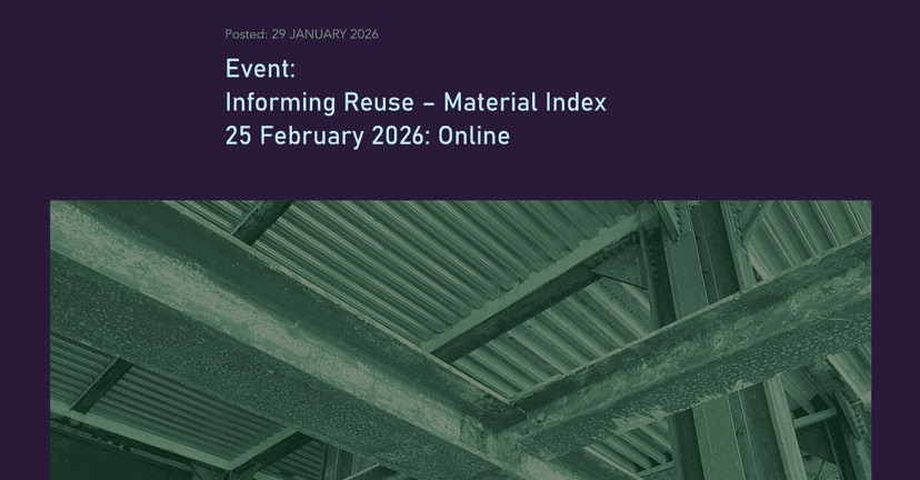 Engineers Reuse Collective event listing for the Informing Reuse webinar presented by Material Index