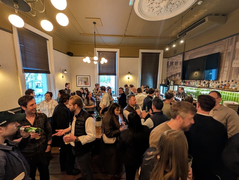 Guests networking at the Material Index Circular Economy drinks at The Crown Tavern, Clerkenwell