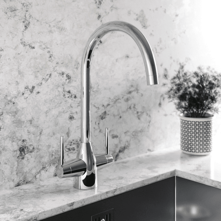 ONLY OPENED - Enza Tamara Dual Lever Monobloc Mixer Kitchen Tap- Chrome