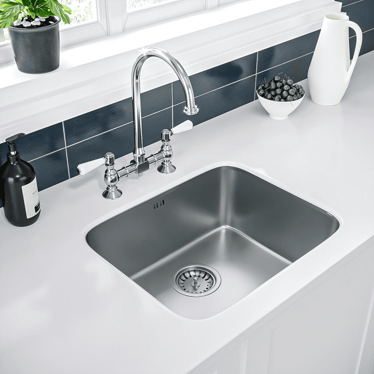ONLY OPENED - Single Bowl Undermount Chrome Stainless Steel Kitchen Sink - Enza Isabella
