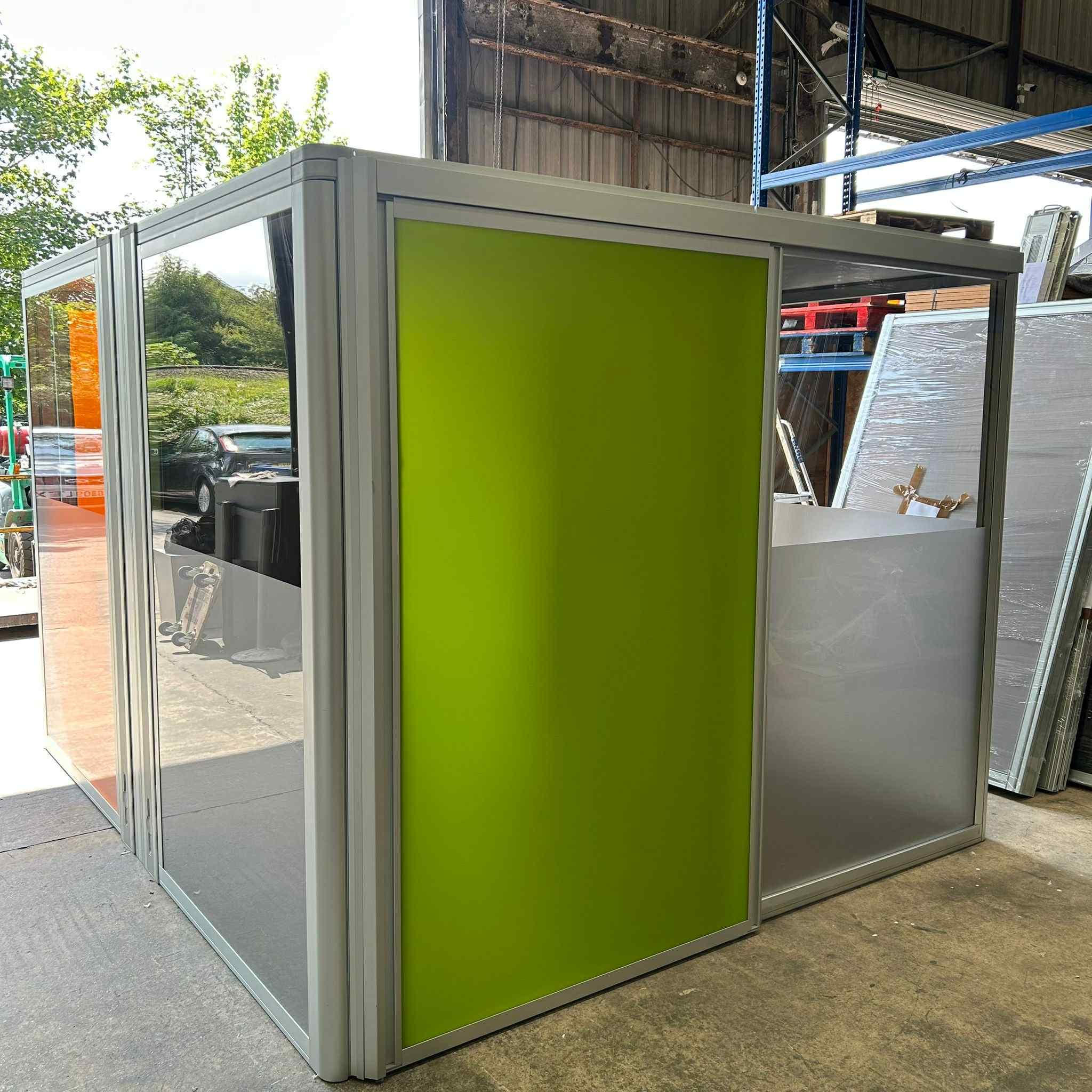 Orangebox Double Office Pod, Orange / Green / Grey, Ventilation & Lighting, W3200mm