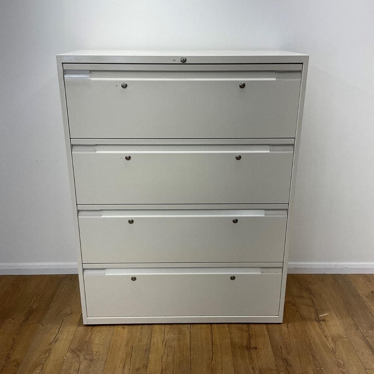 White Individual Locking 4 Drawer Lateral Filing Unit