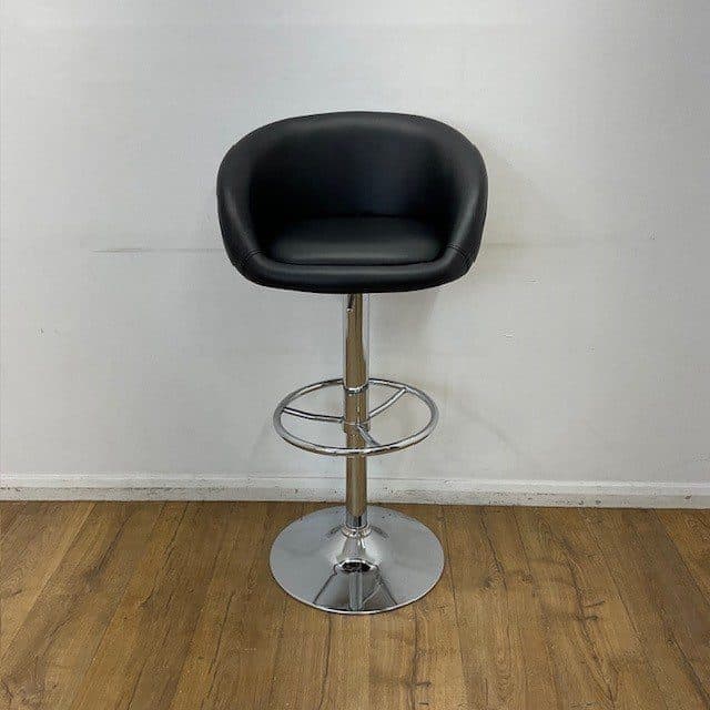 Black Leather Swivel Barstool