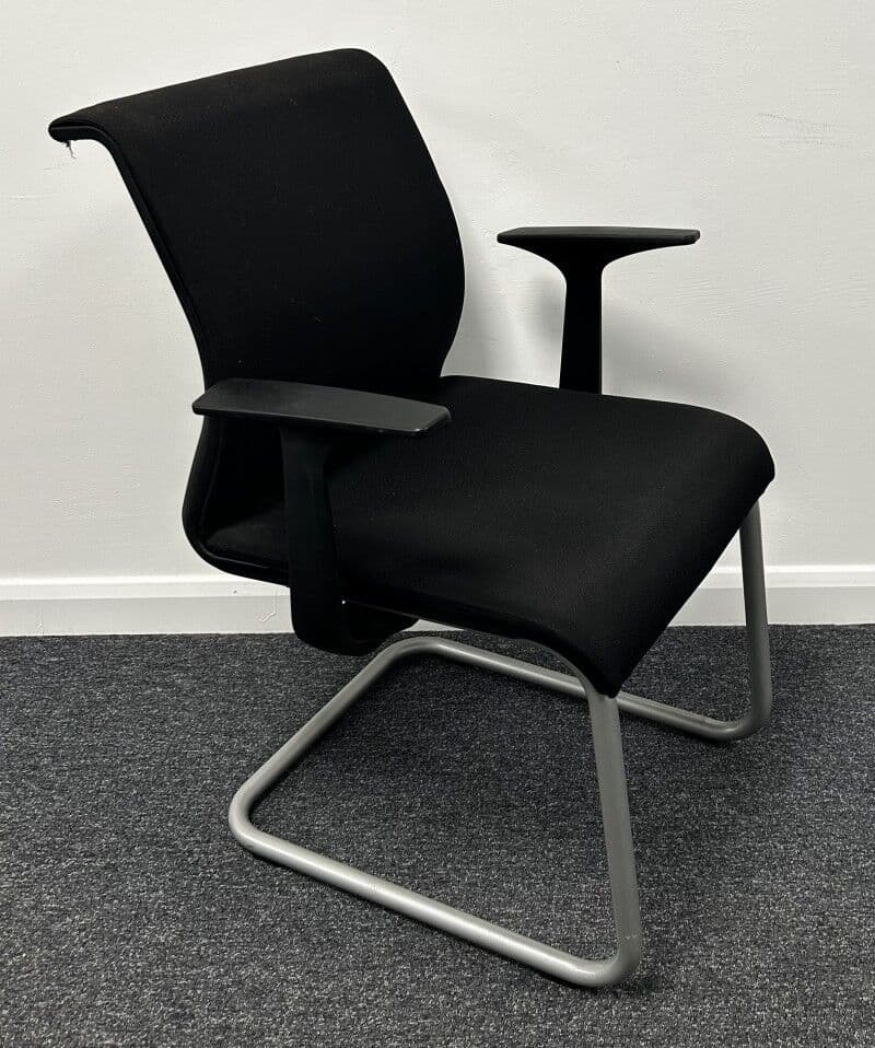 Steelcase Think Mid Back Conference Chairs in Black on cantilever frame
