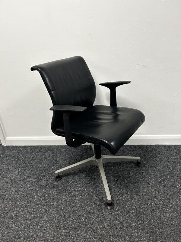 Steelcase Think Black Leather conference chair on self centre base