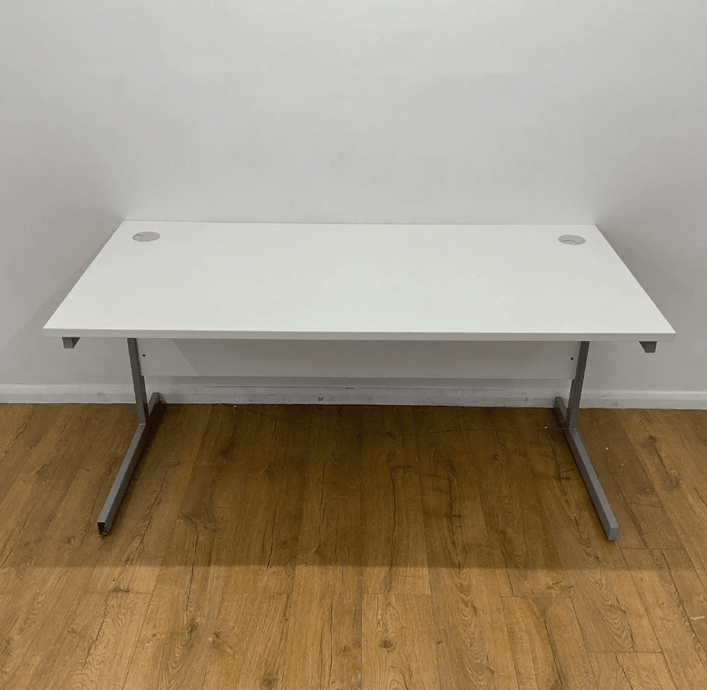 White 1600mm Straight Desk