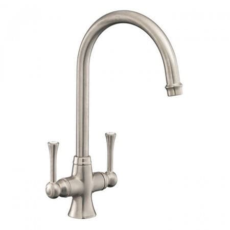 Box Opened Rangemaster TES1BF Estuary Brushed Nickel Twin Lever Kitchen Tap