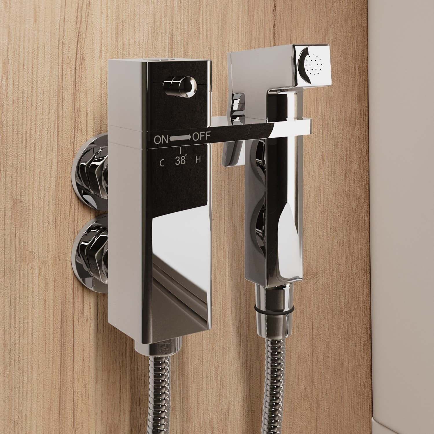 Chrome Thermostatic Douche Shower / Bidet Shower Spray Kit - Zana