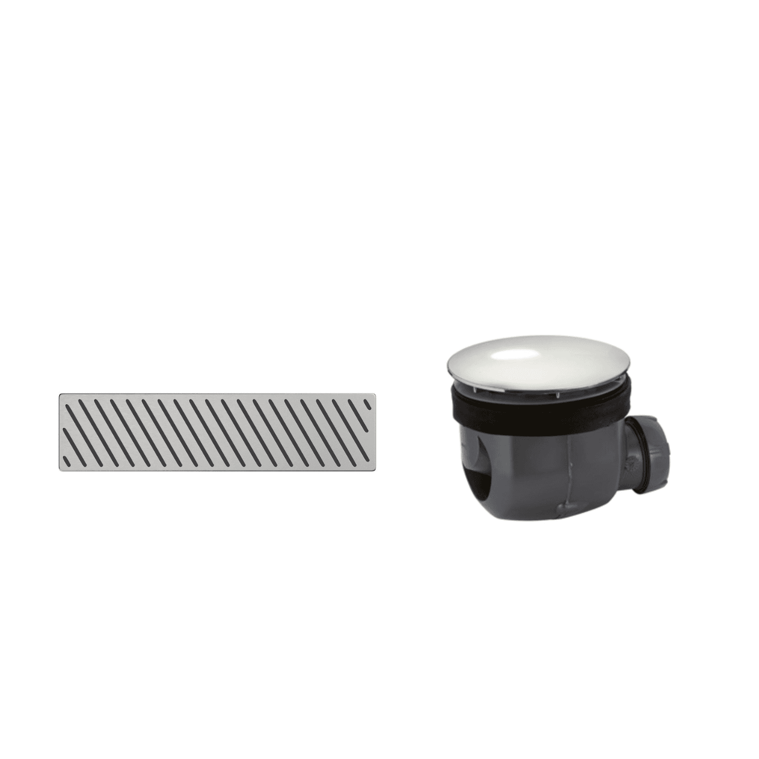 Linear 90mm Waste Pack with Stainless Polished Chrome Grill - Cascade