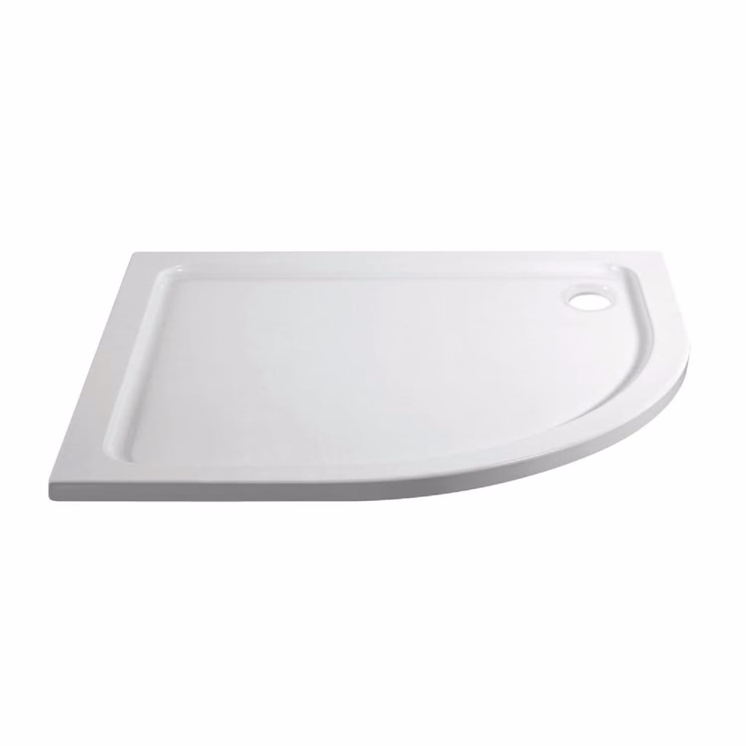 1200x800mm Right Hand Offset Quadrant Shower Tray 45mm - White Acrylic Stone Resin - Pearl