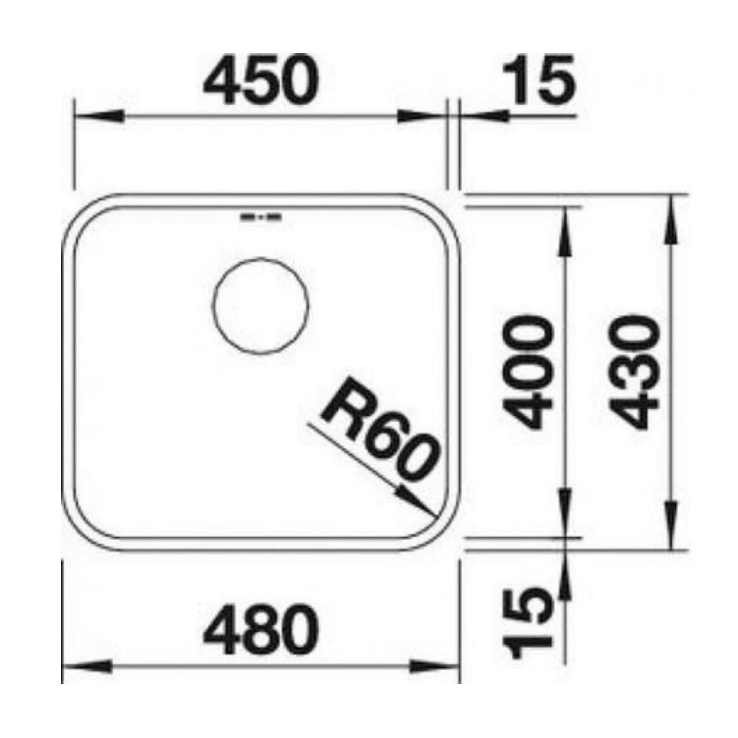 Single Bowl Undermount Chrome Stainless Steel Kitchen Sink - Blanco Supra 450-U