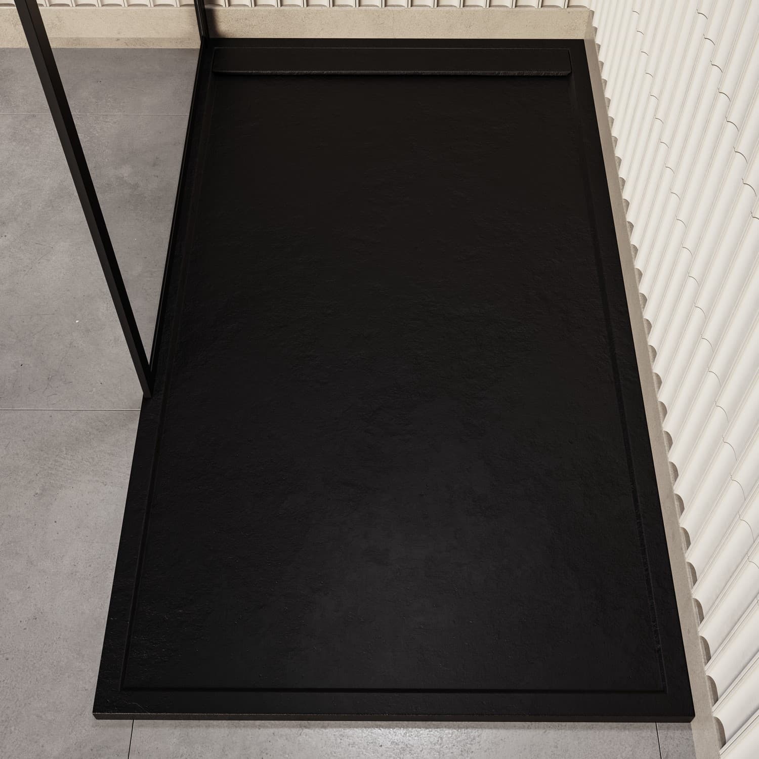 1000x800mm Rectangular Shower Tray – Slimline 30mm – Stone Resin – Anti-Slip – Black – Coast