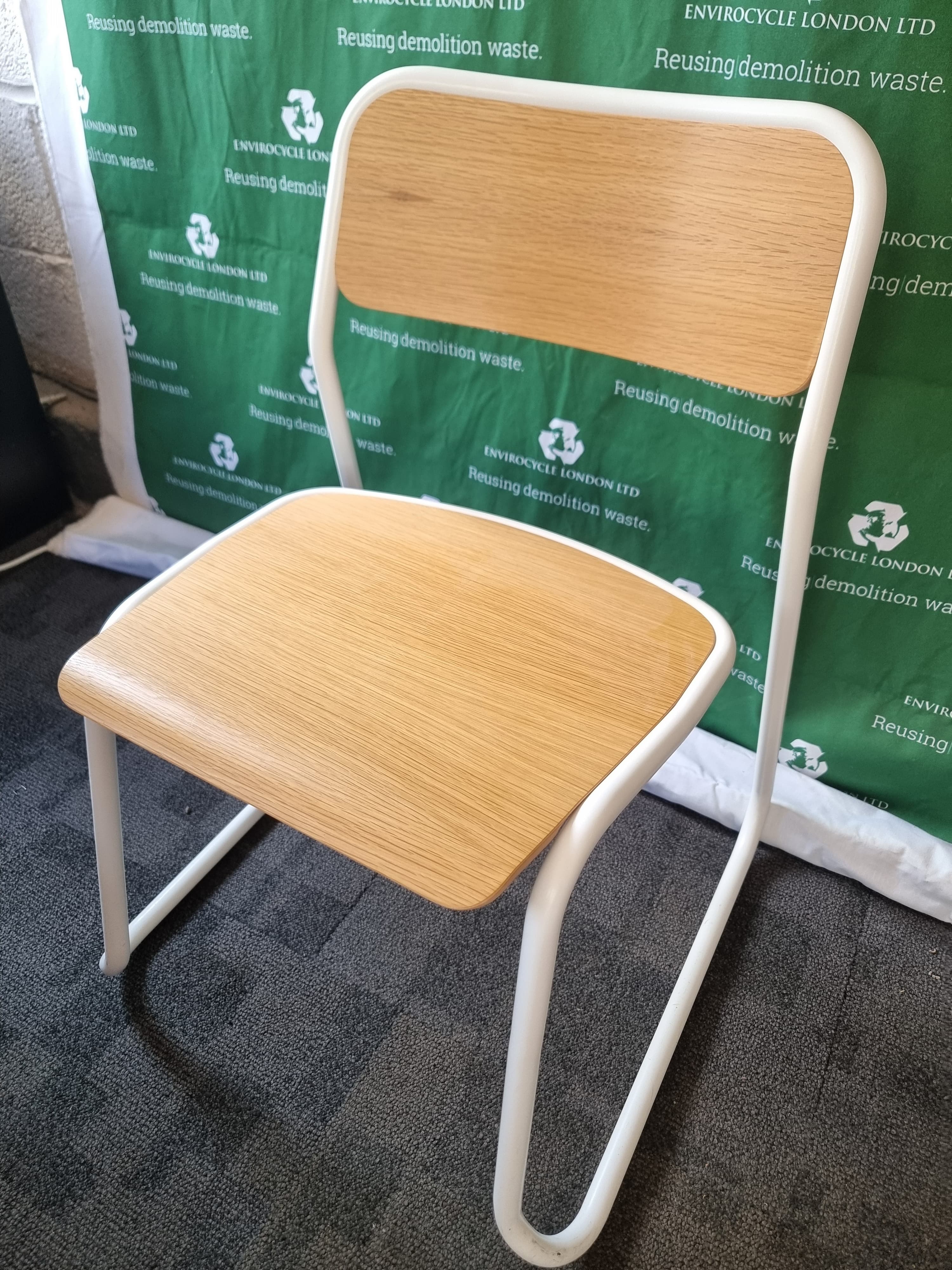 Naughtone Bounce Oak Stacking Chairs with White Frames