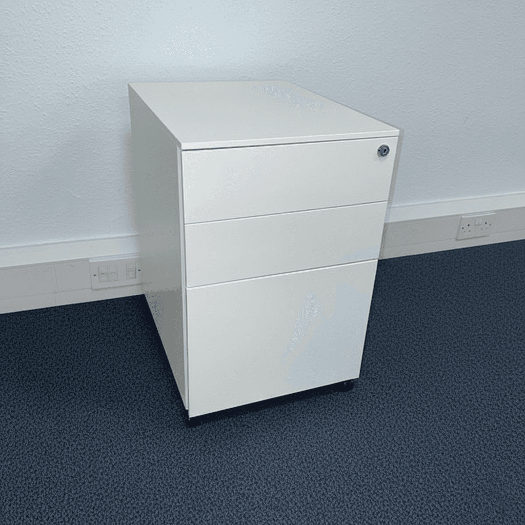 Used Triumph White Steel 3 Draw Mobile Pedestal