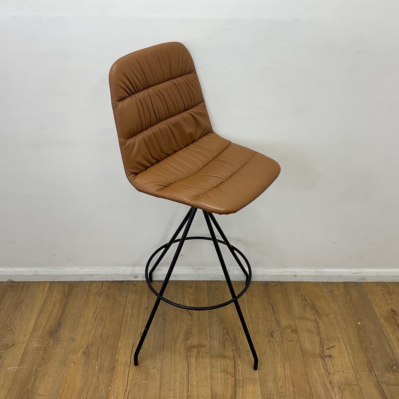 Viccarbe Brown Leather Barstool