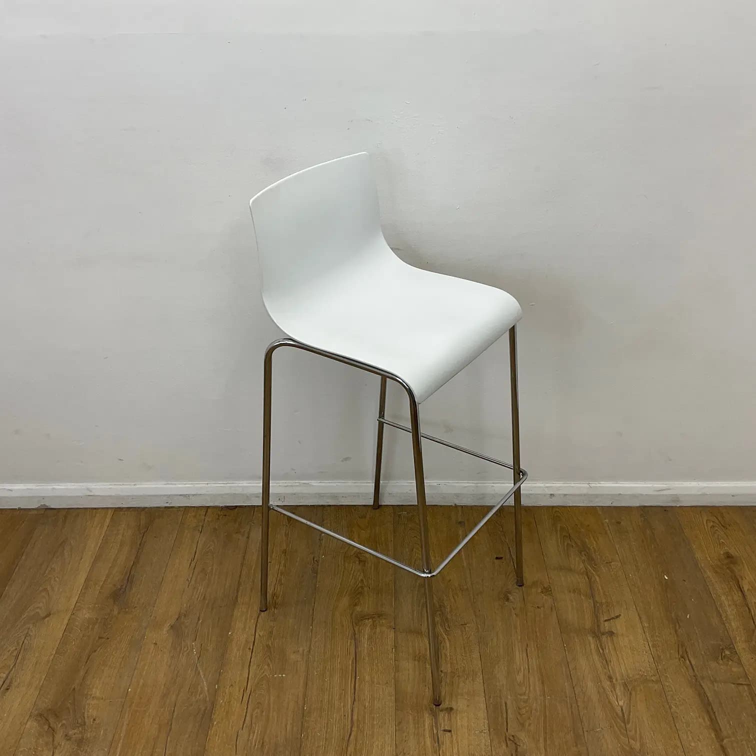 White Barstool with Chrome Base