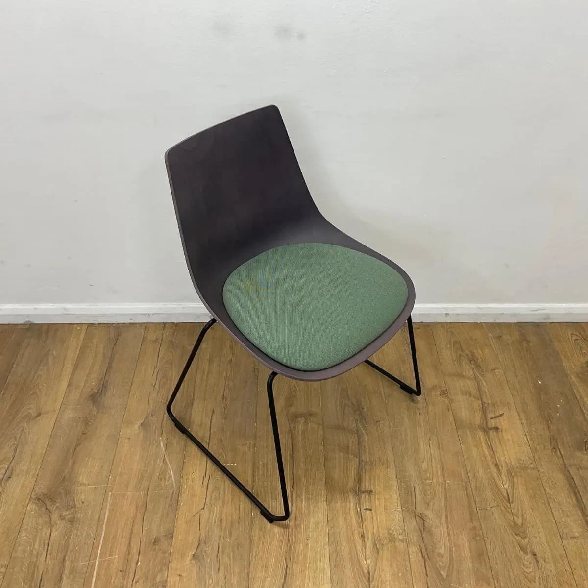 Allermuir Grey Canteen Chair with Green Seat