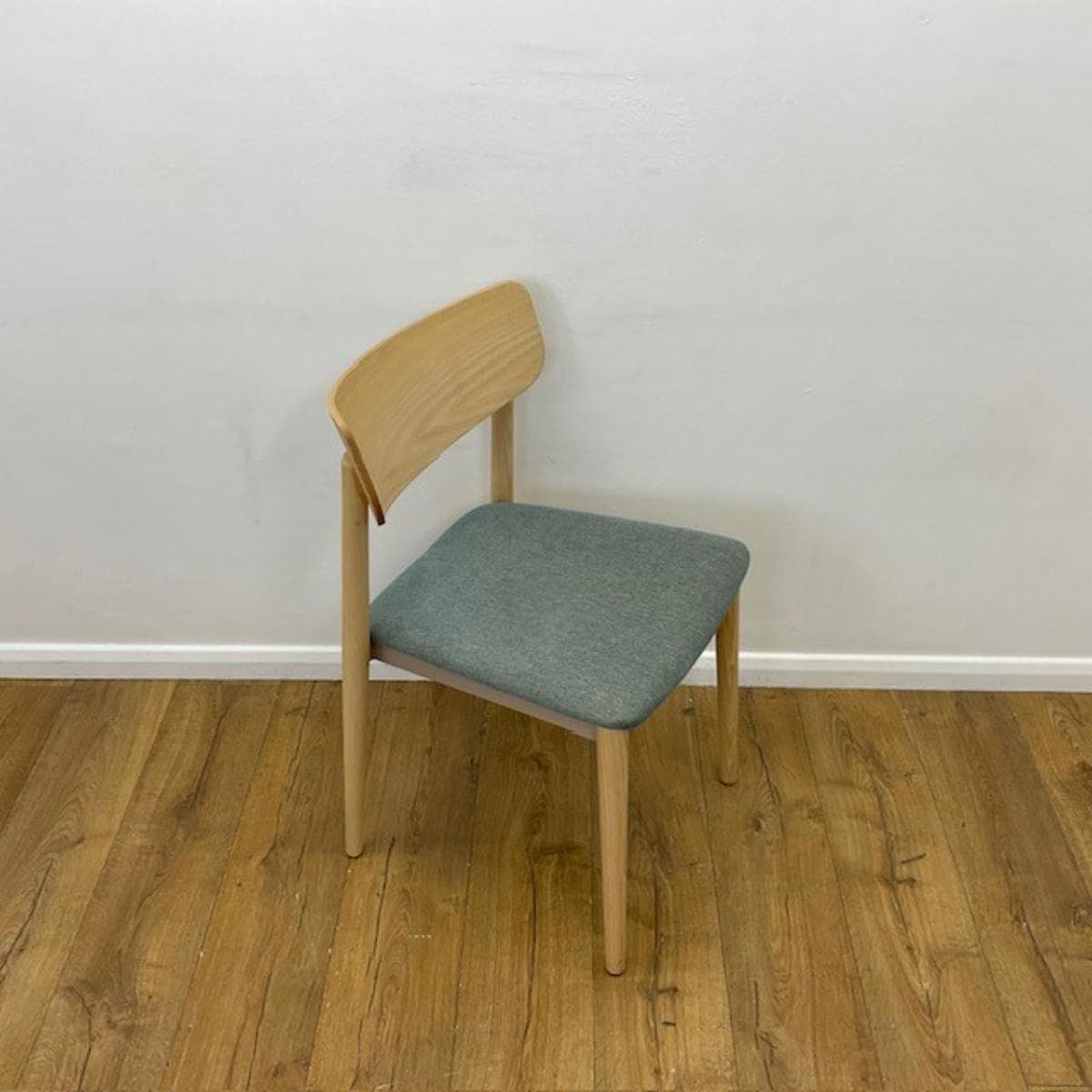 Oak Canteen Chair with Grey Seat Pad