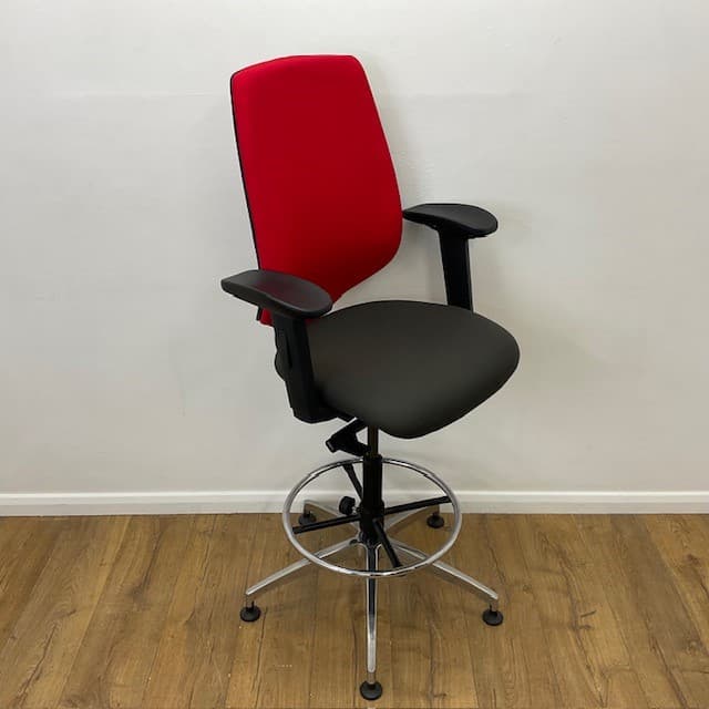 Red And Grey Draughtsman Chair