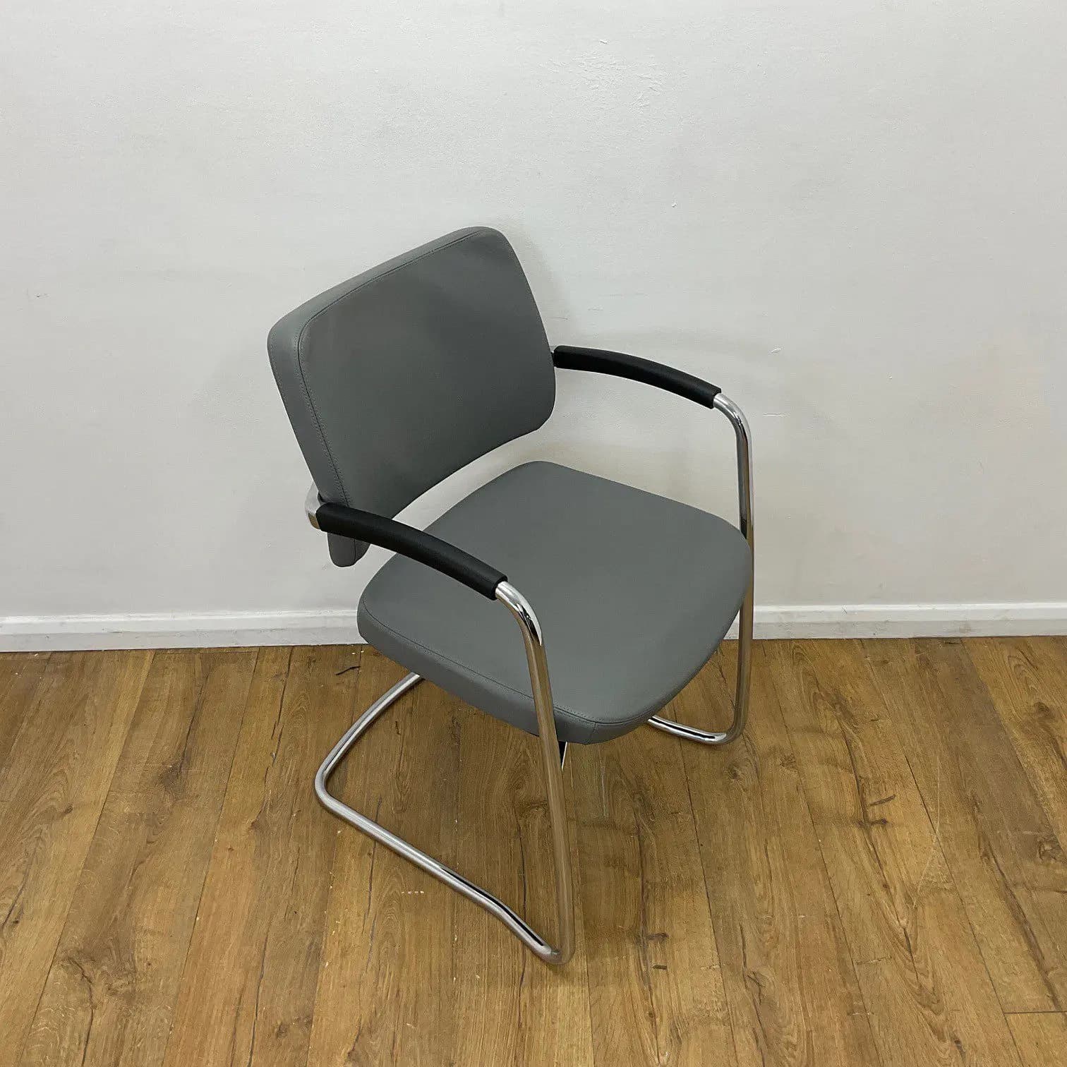 Boss Design Pro Grey Leather Cantilever Meeting Chair