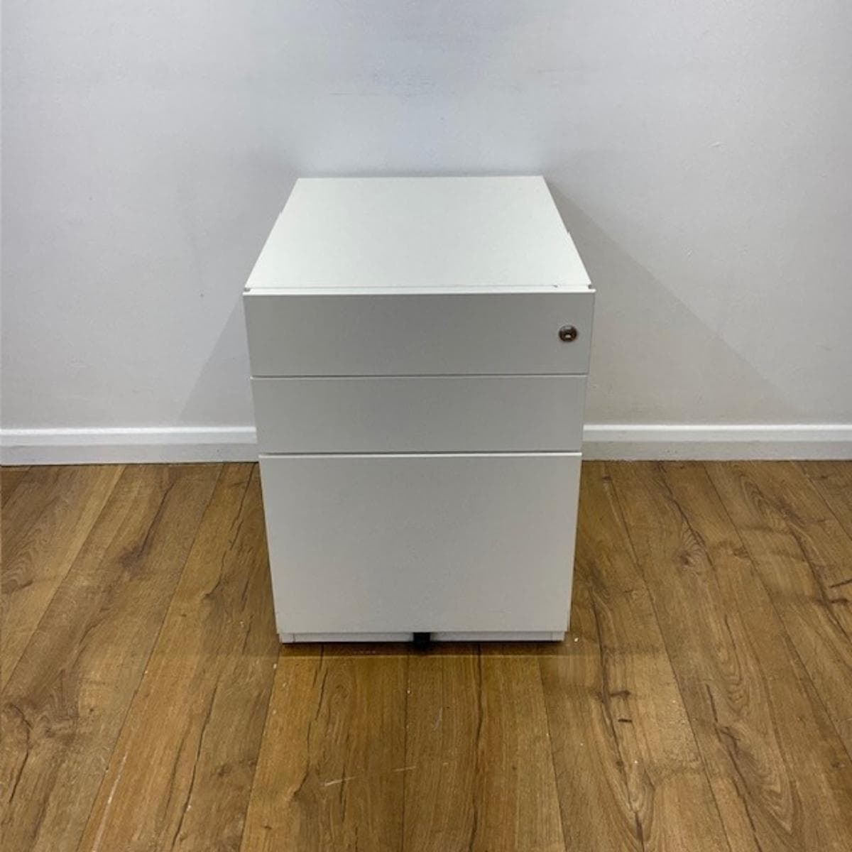 White Three Drawer Pedestal