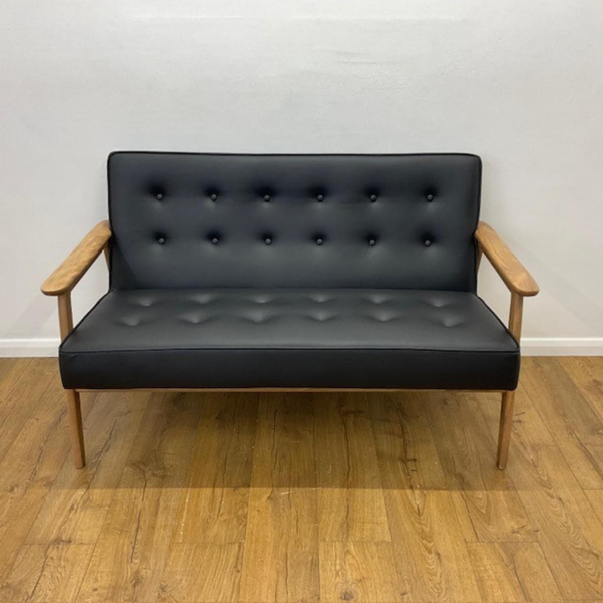 Black Two Seater Reception Sofa