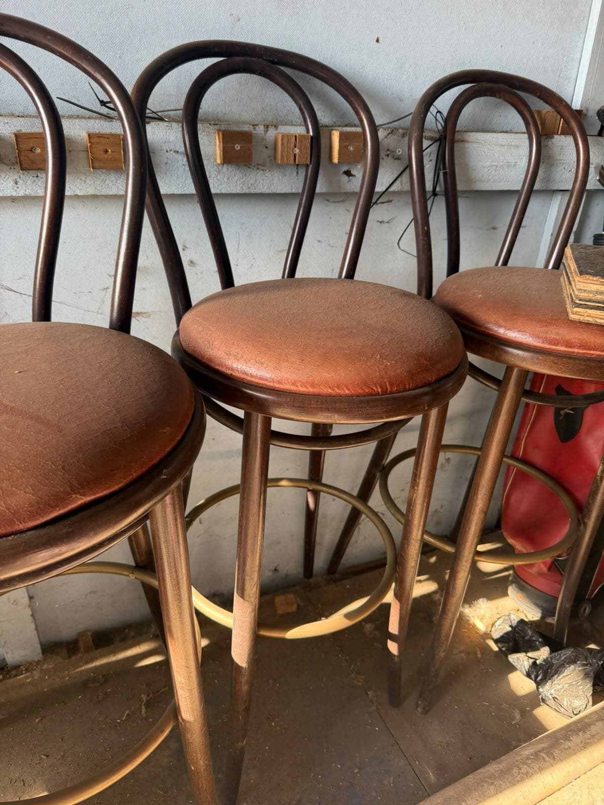 Brown Leather High Chairs