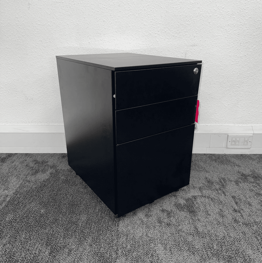 New Black Steel 3 Draw Mobile Pedestal