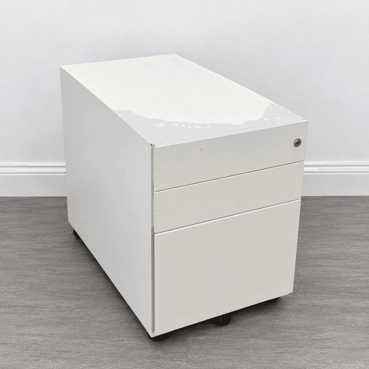 3-Drawer Pedestal, White, Lockable, D800mm
